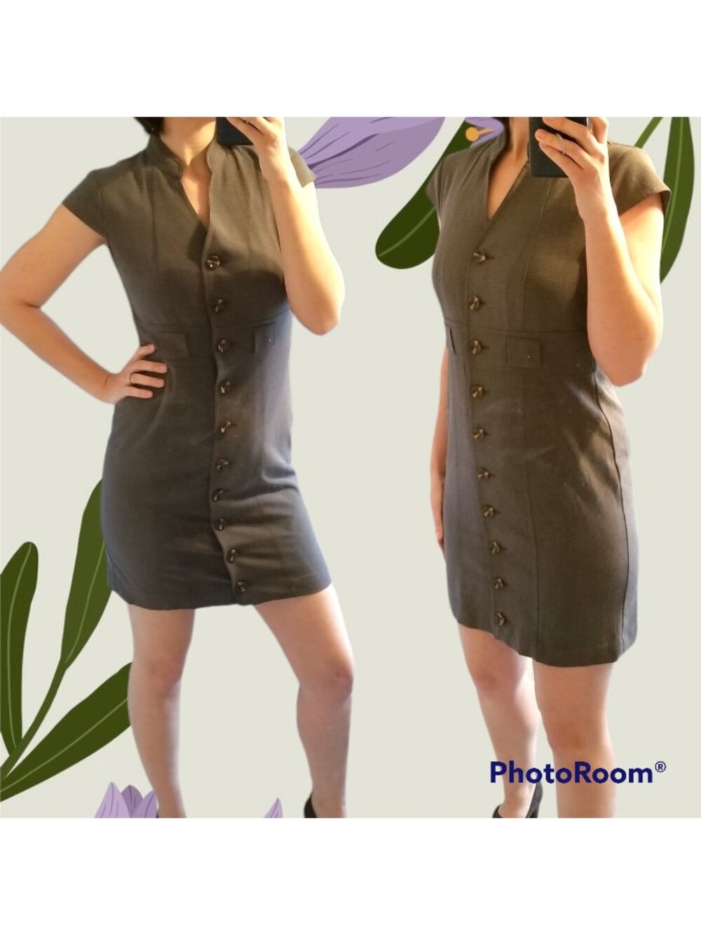 Spense Gray Button Front Dress + 8